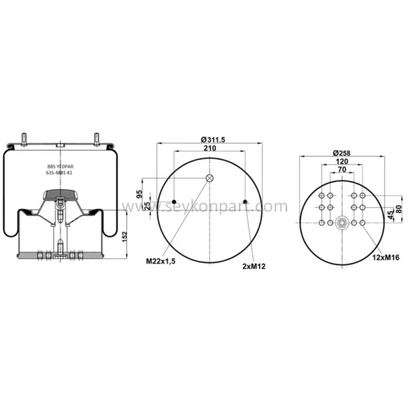 BPW 4881 Air Suspension Chamber Complete 05.429.43.41.0 - Image 2