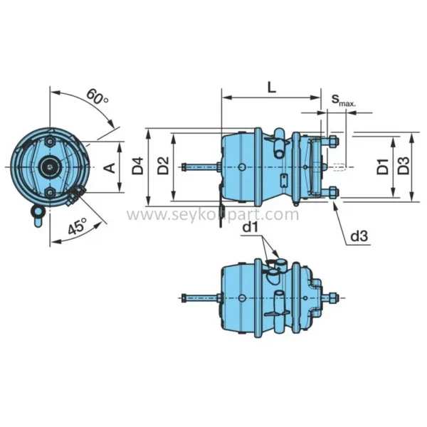 BPW 16/24 Disc Brake Chamber Left 05.444.40.02.3 - Image 2