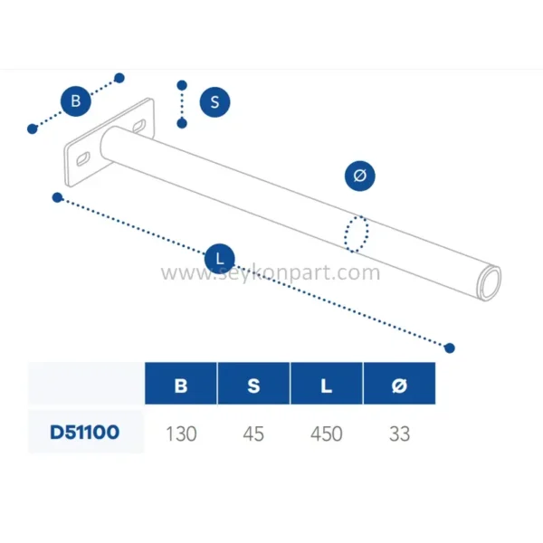 DOMAR Çamurluk Borusu Siyah 450 mm D51100 - Görsel 2